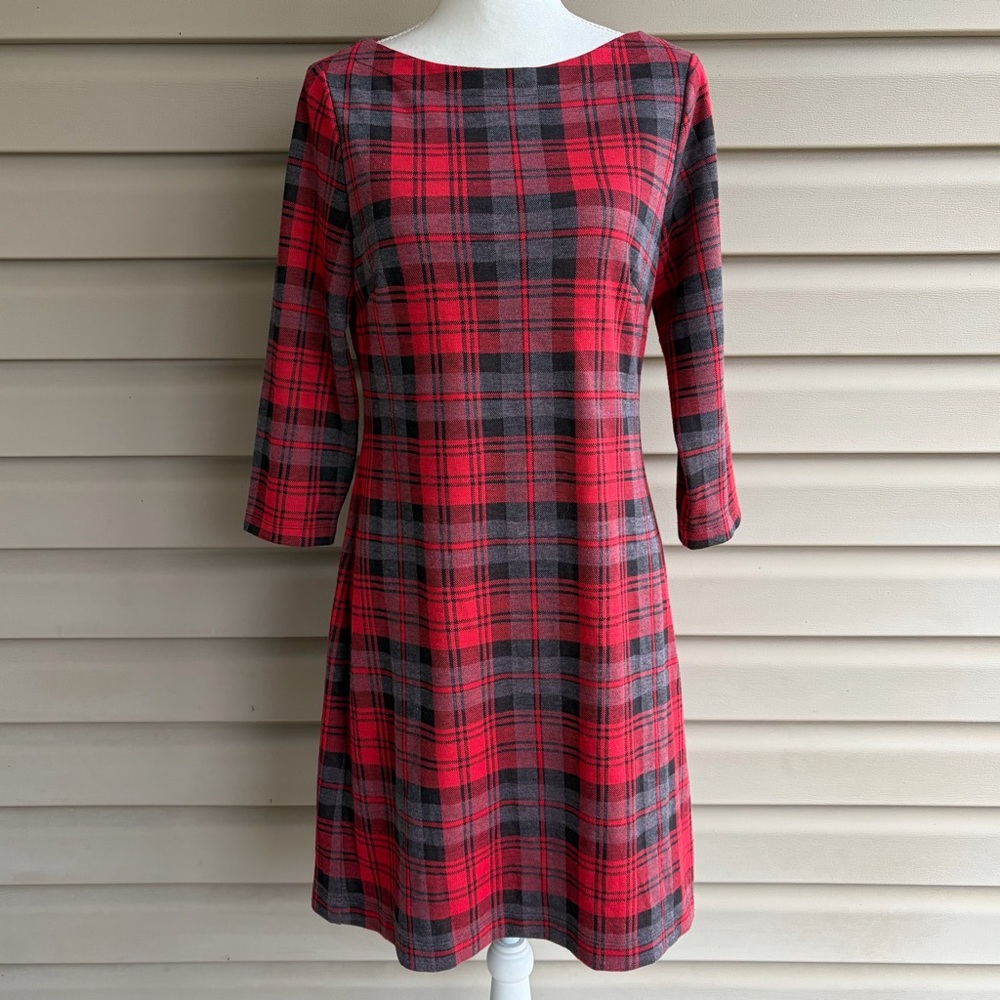 •Tommy Hilfiger• Red Plaid Lynton Soft Knit Dress - Size 8